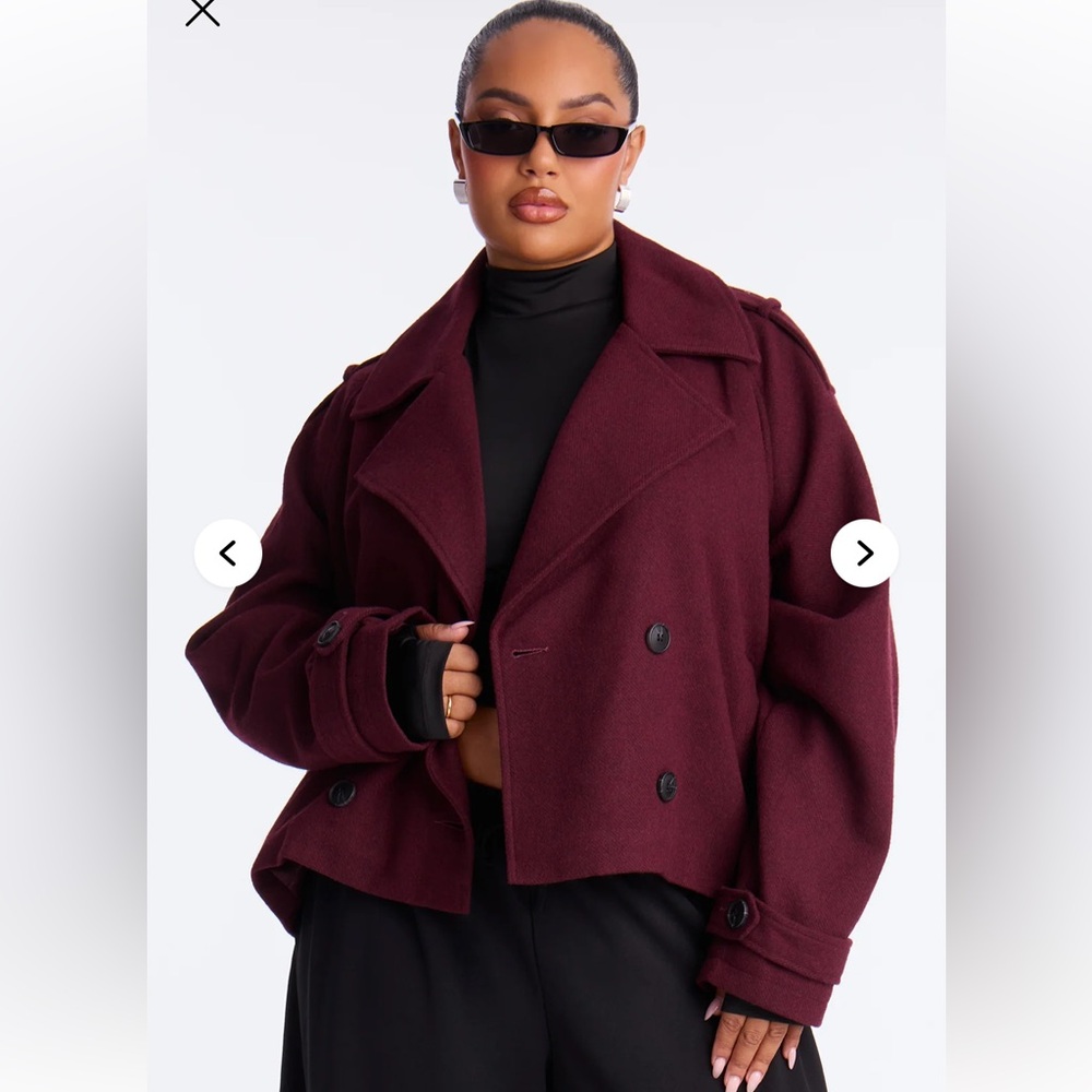 Women's Burgundy Double-Breasted Jacket